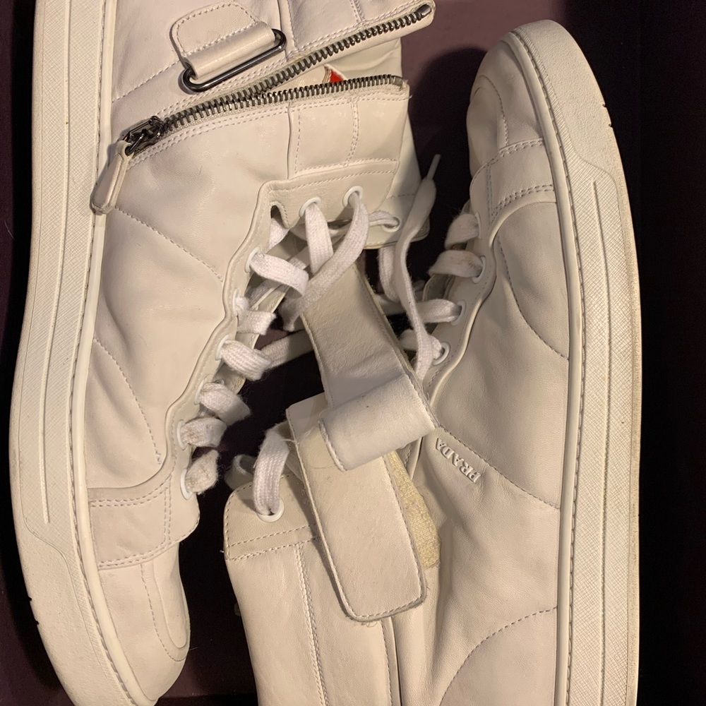Prada white high top sneakers